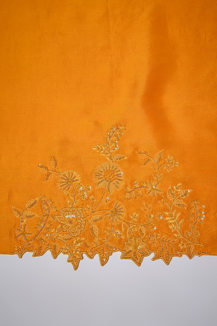 Orange Organza Hand Embroidered Reception Saree Set by Anushree Reddy at Pernia's Pop Up Shop