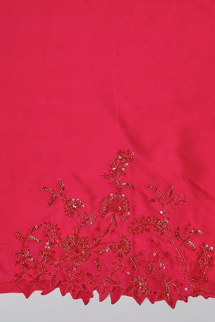 Red Organza Hand Embroidered Reception Saree Set by Anushree Reddy at Pernia's Pop Up Shop