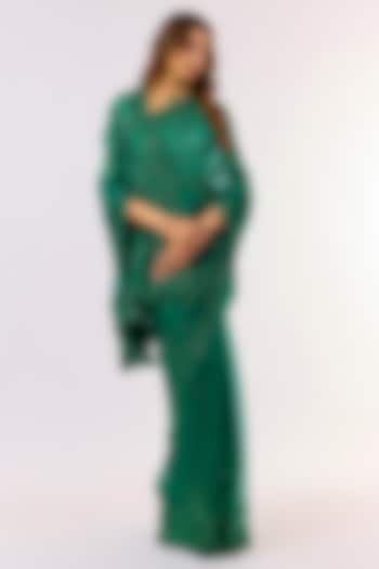 Emerald Green Organza Bridal Saree Set by Anushree Reddy at Pernia's Pop Up Shop