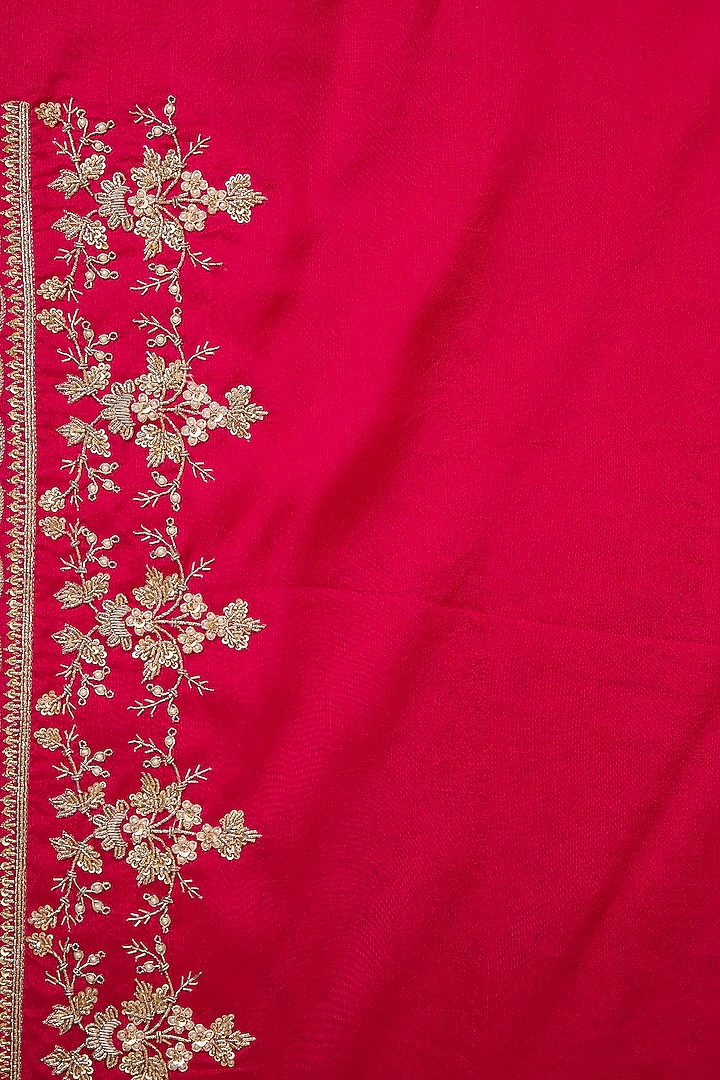 Hot Pink Organza Hand Embroidered Reception Saree Set by Anushree Reddy at Pernia's Pop Up Shop