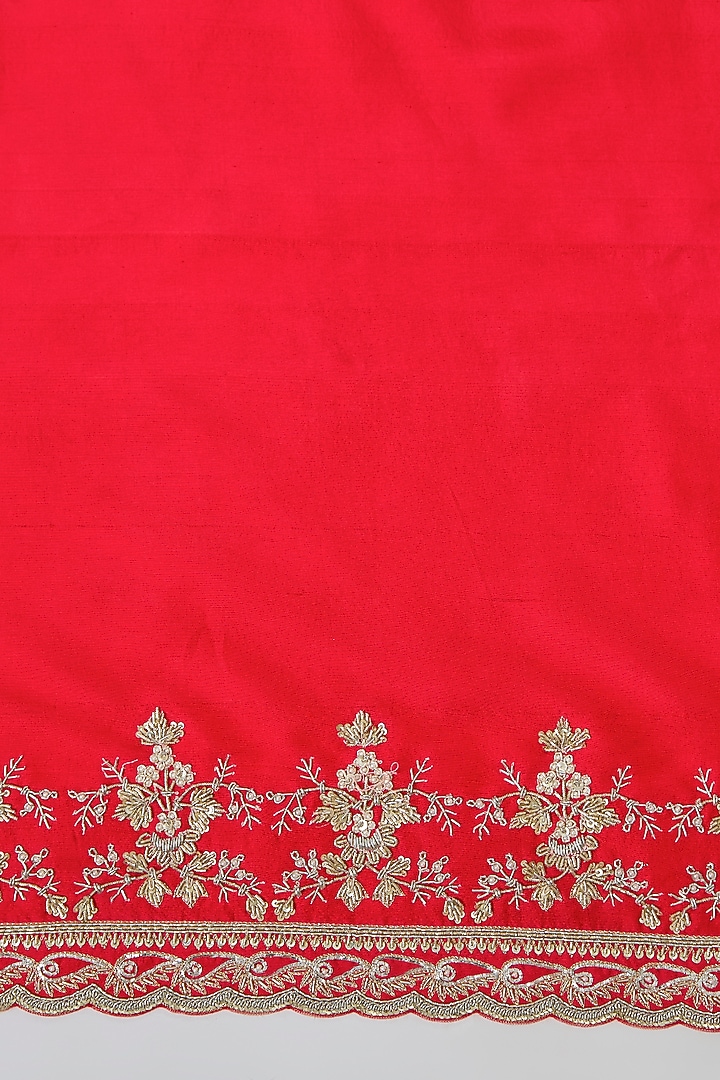 Red Organza Hand Embroidered Reception Saree Set by Anushree Reddy at Pernia's Pop Up Shop