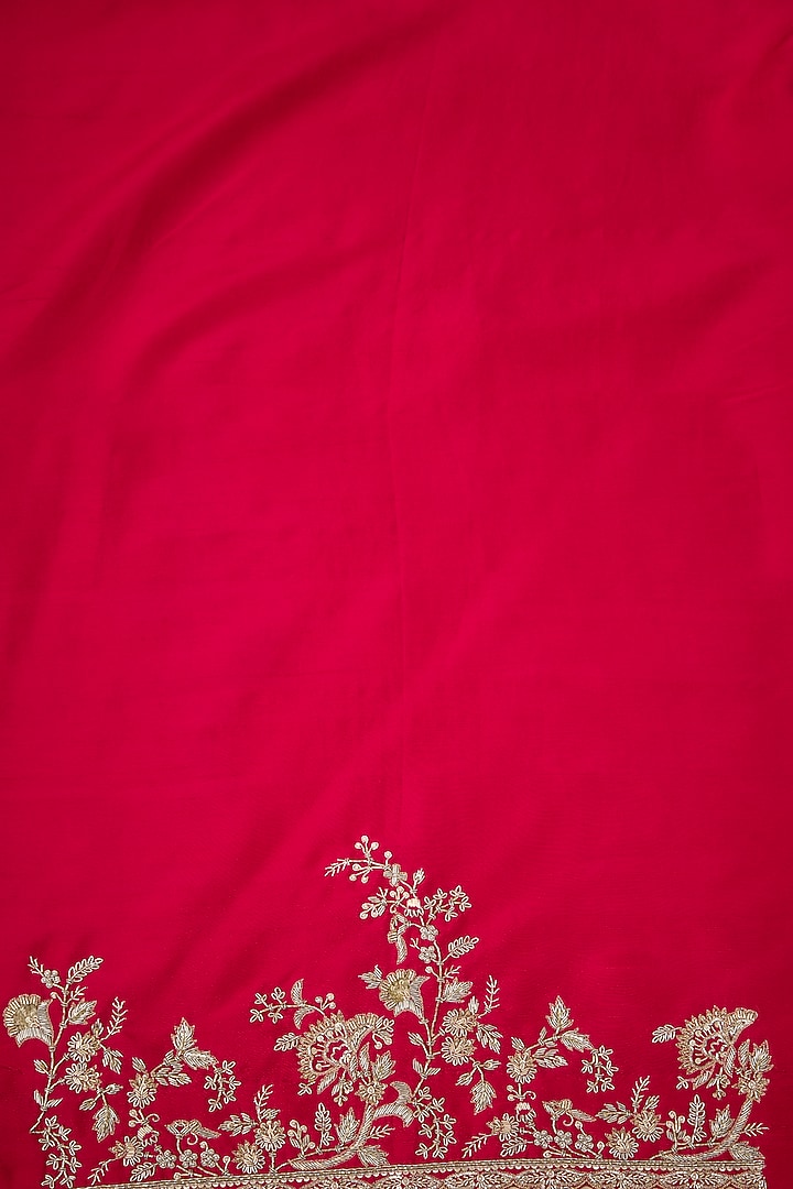 Hot Pink Organza Hand Embroidered Bridal Saree by Anushree Reddy at Pernia's Pop Up Shop