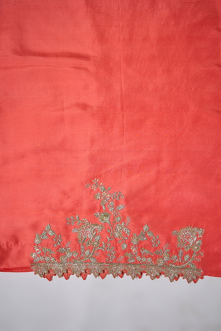 Peach Organza Hand Embroidered Bridal Saree Set by Anushree Reddy at Pernia's Pop Up Shop
