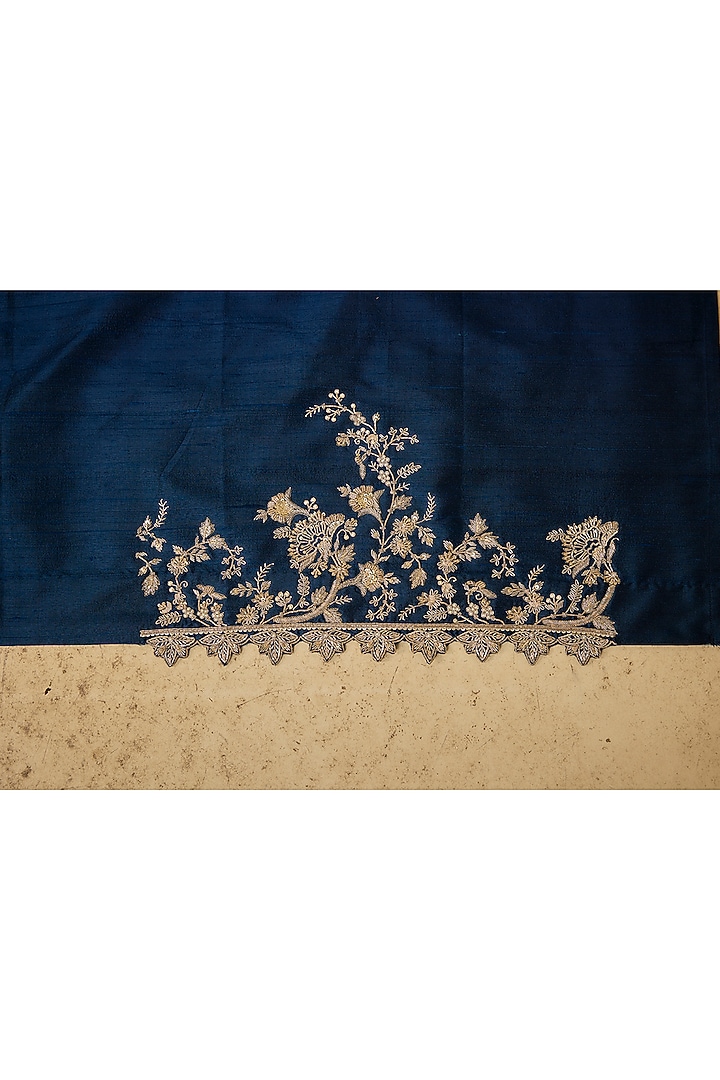 Blue Organza Hand Embroidered Bridal Saree Set by Anushree Reddy at Pernia's Pop Up Shop