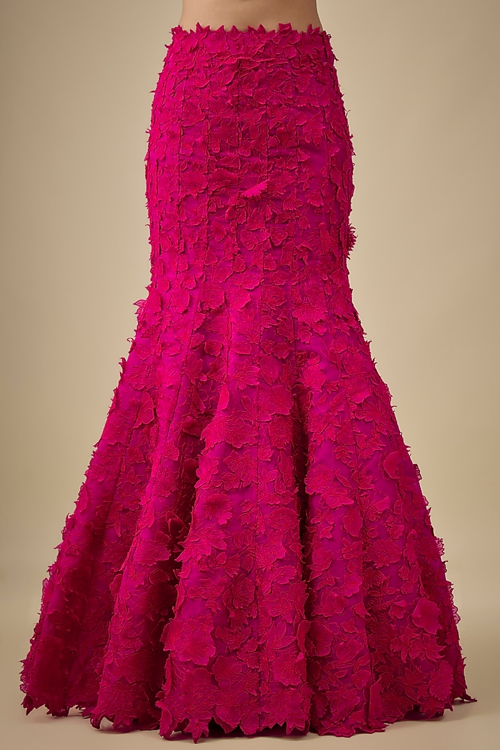 Pink Organza Embroidered Cape Bridal Lehenga Set by Anushree Reddy at Pernia's Pop Up Shop