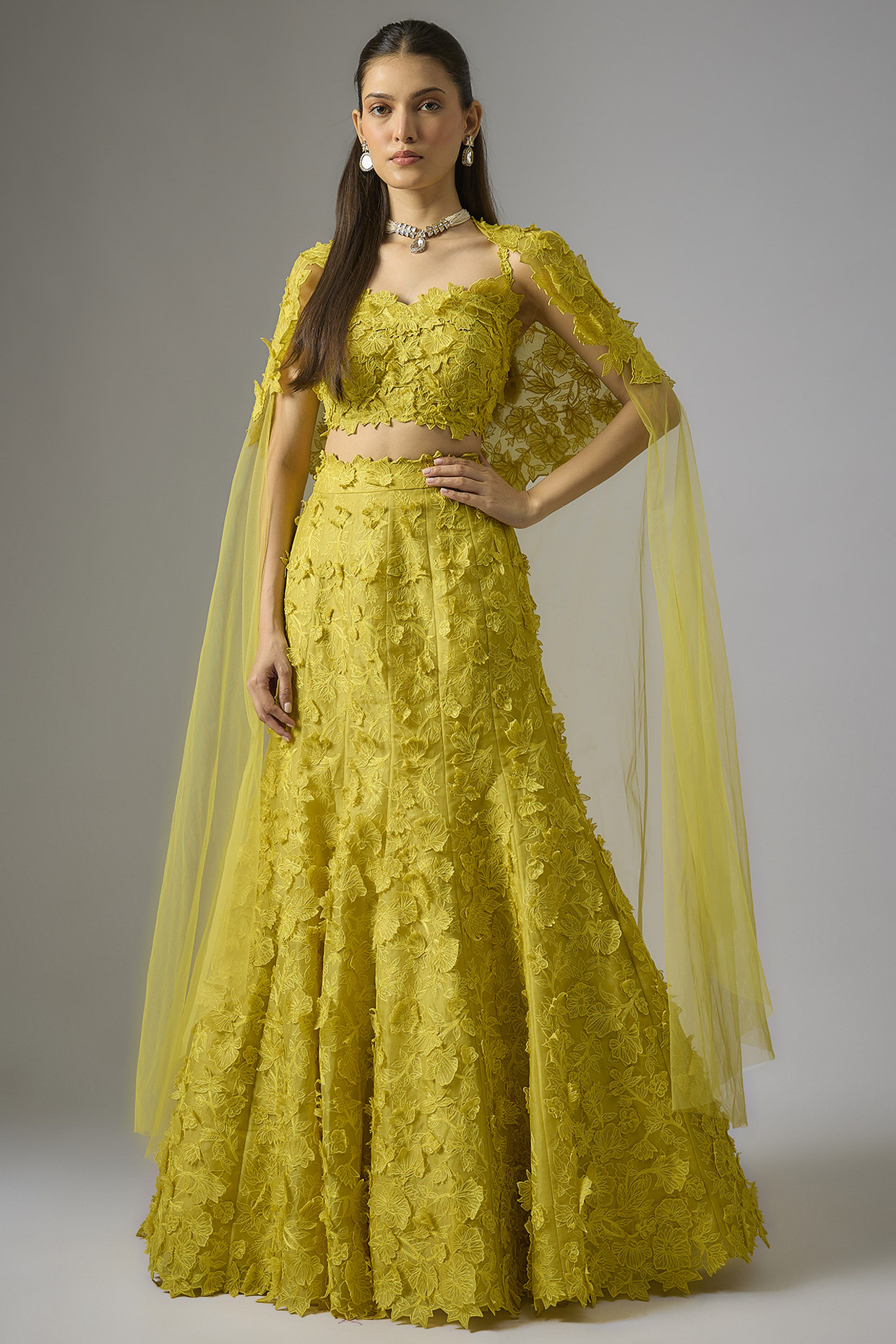 Yellow Organza & Net Bridal Lehenga Set by Anushree Reddy at Pernia's Pop Up Shop