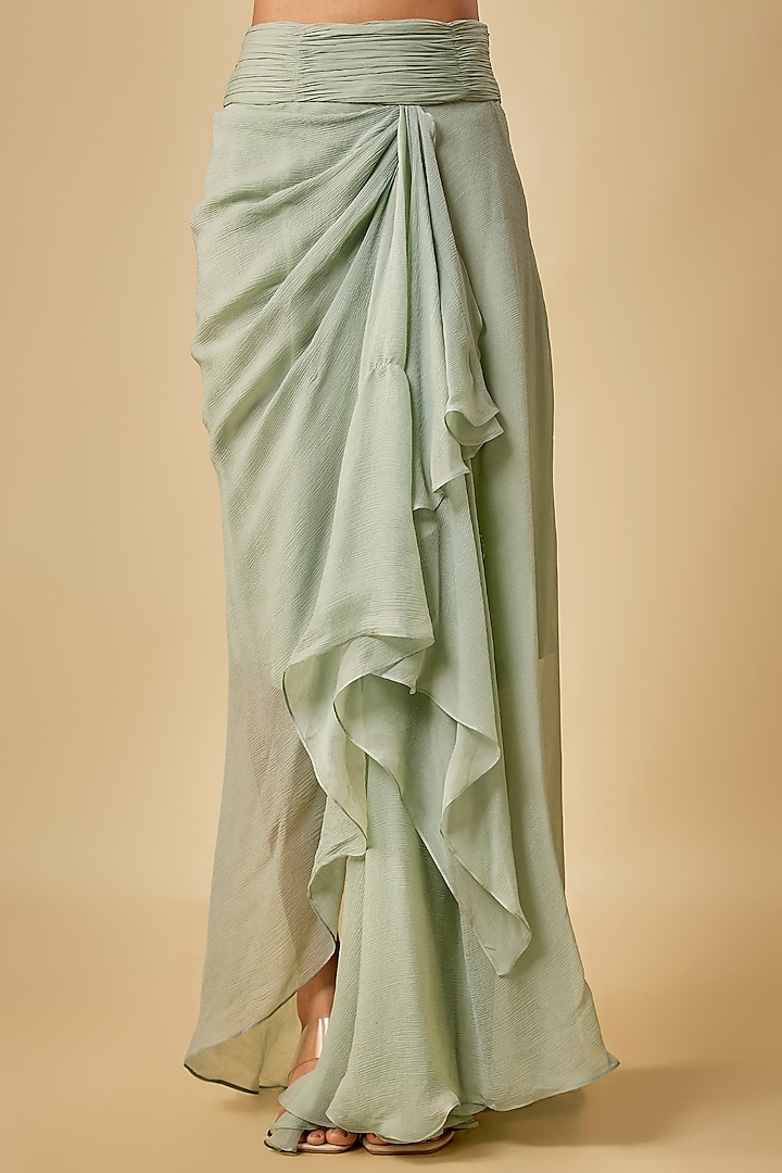 Sea Blue Chiffon Cutdana Hand Embroidered Cape Set by Anushree Reddy at Pernia's Pop Up Shop