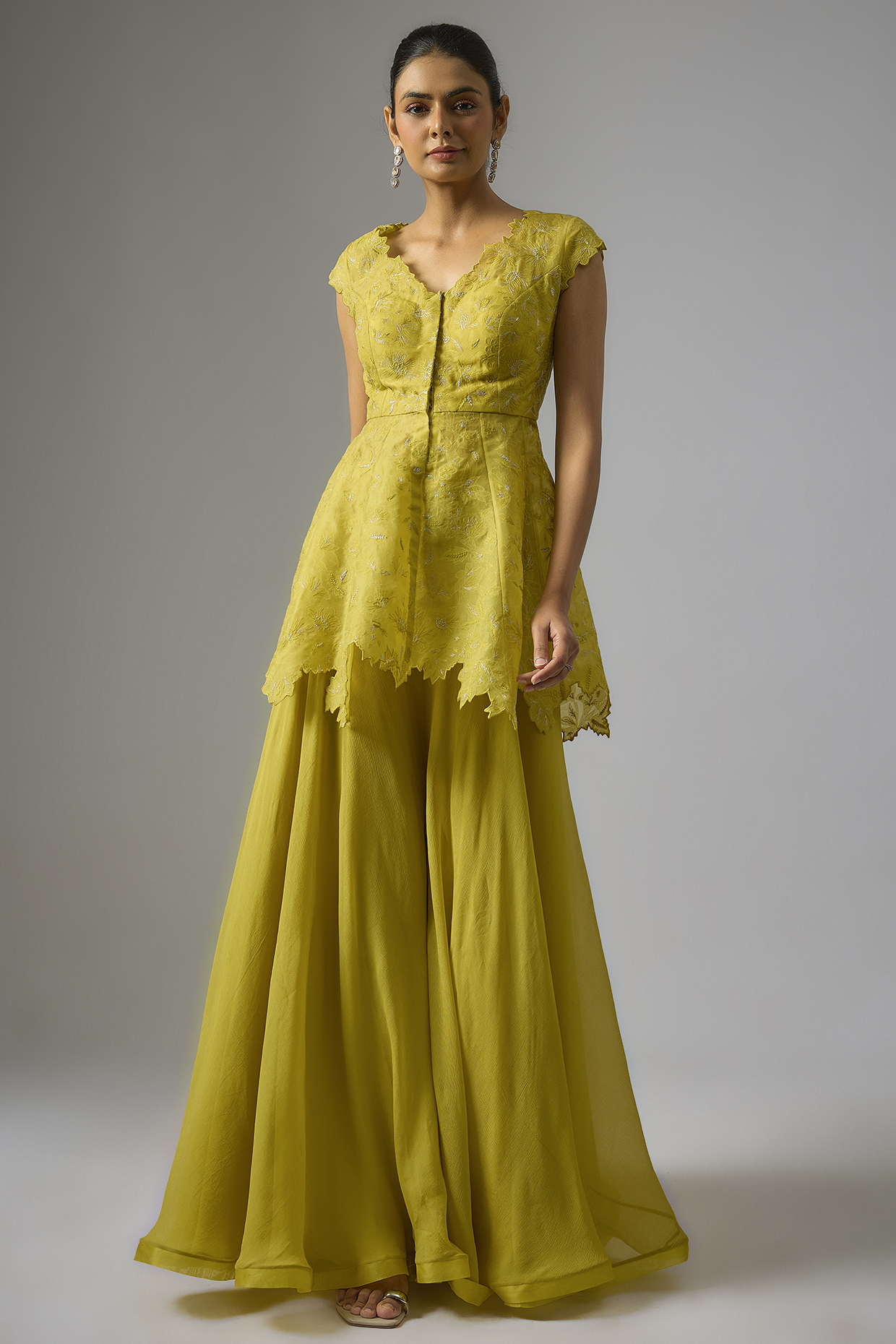 Yellow Organza Bridal Sharara Set by Anushree Reddy at Pernia's Pop Up Shop