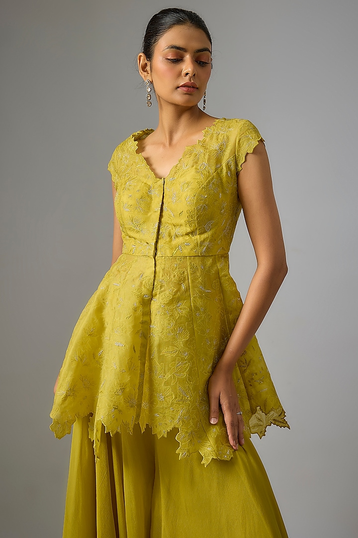 Yellow Organza Bridal Sharara Set by Anushree Reddy at Pernia's Pop Up Shop