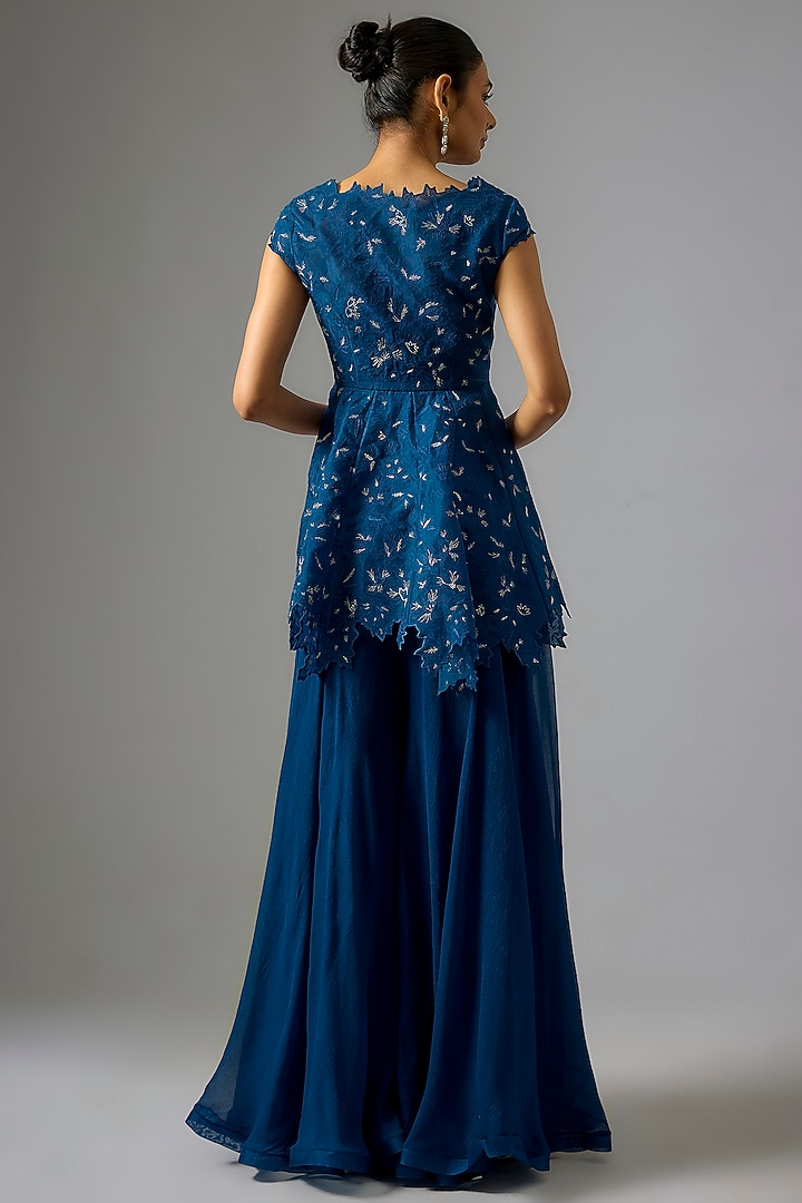 Blue Organza Bridal Sharara Set by Anushree Reddy at Pernia's Pop Up Shop
