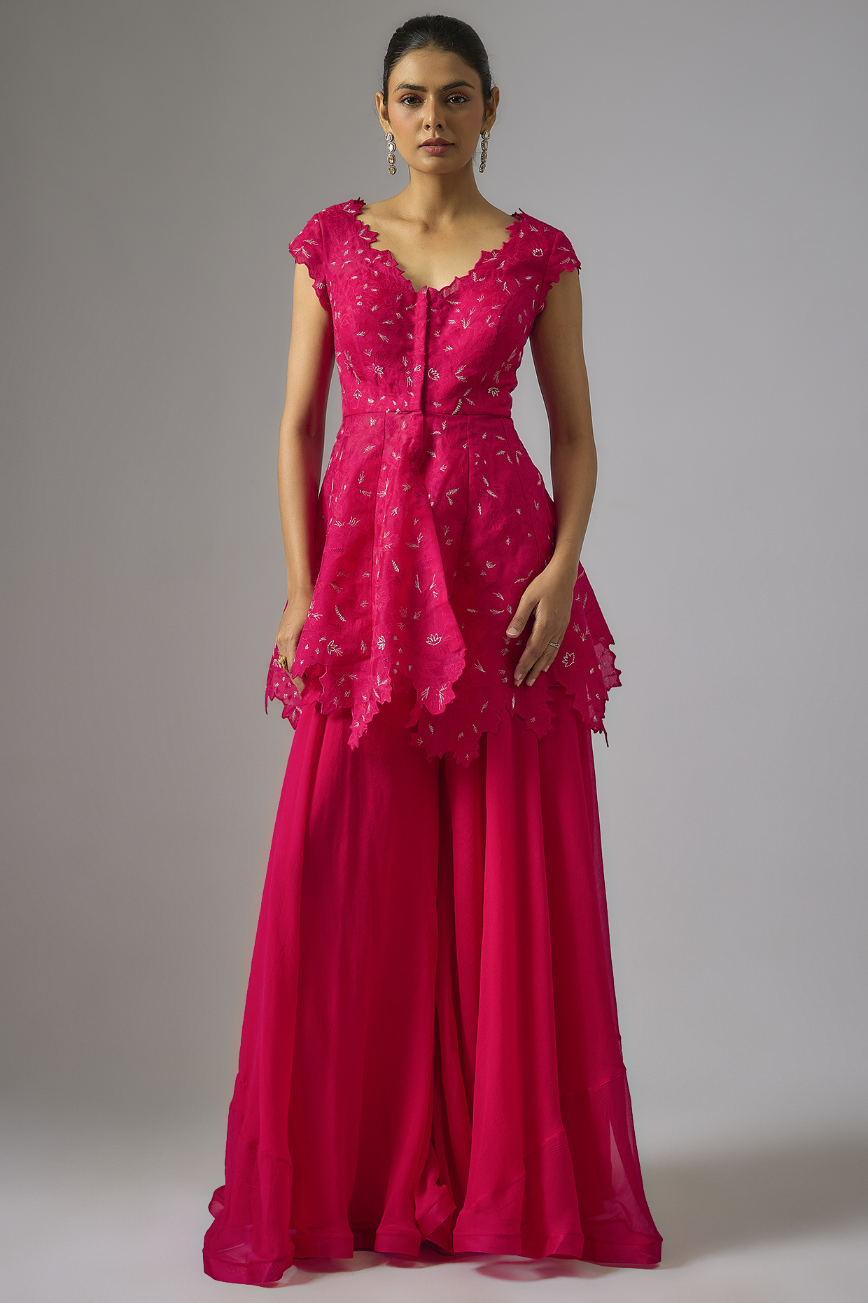 Red Organza Bridal Sharara Set by Anushree Reddy at Pernia's Pop Up Shop