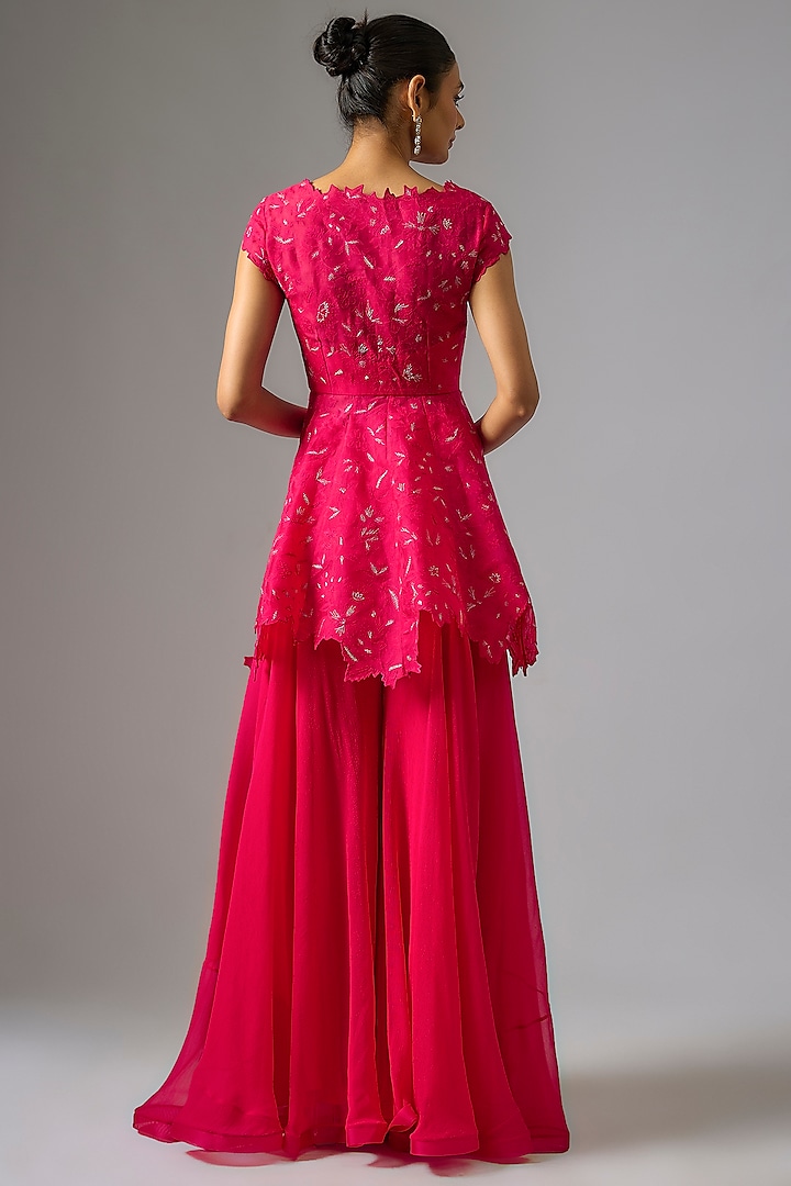 Red Organza Bridal Sharara Set by Anushree Reddy at Pernia's Pop Up Shop