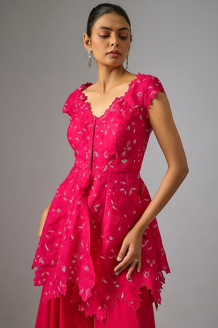 Red Organza Bridal Sharara Set by Anushree Reddy at Pernia's Pop Up Shop