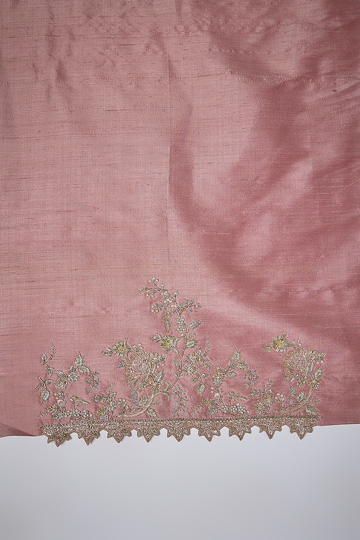 Champagne Organza Hand Embroidered Bridal Saree Set by Anushree Reddy at Pernia's Pop Up Shop