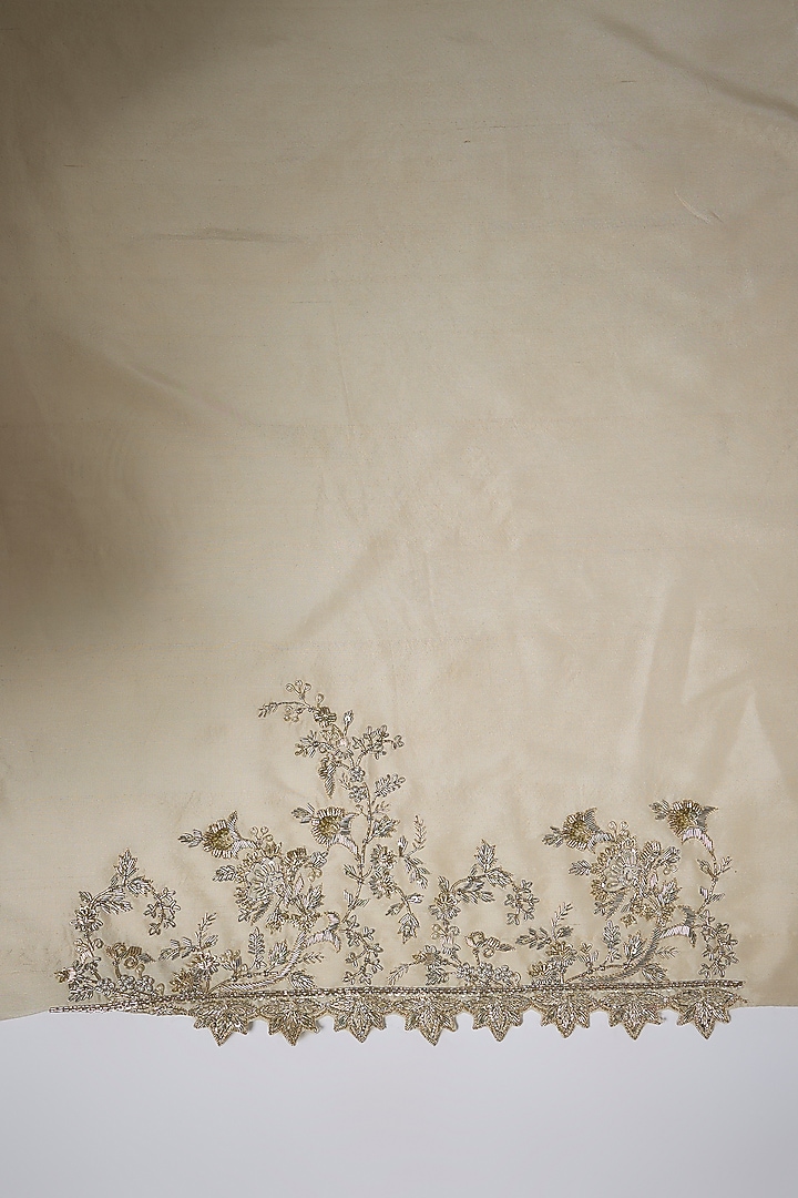 Ivory Organza Hand Embroidered Bridal Saree Set by Anushree Reddy at Pernia's Pop Up Shop