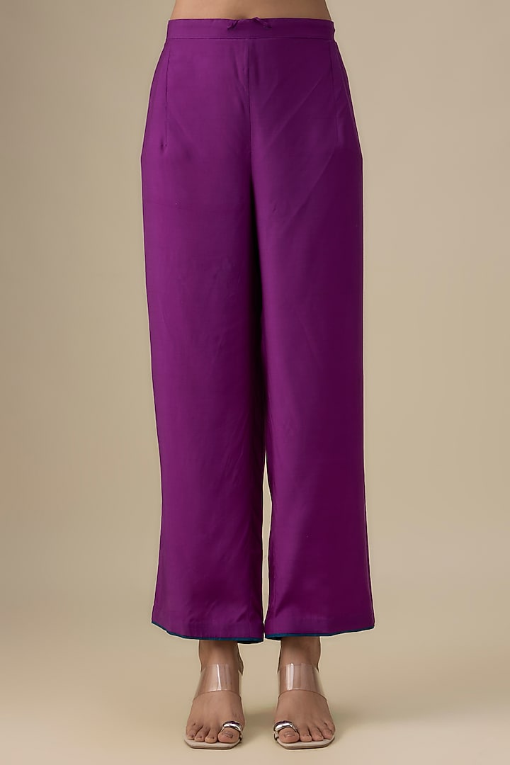 Purple Dupion Silk Zardosi Work Kaftan Set by Anushree Reddy at Pernia's Pop Up Shop