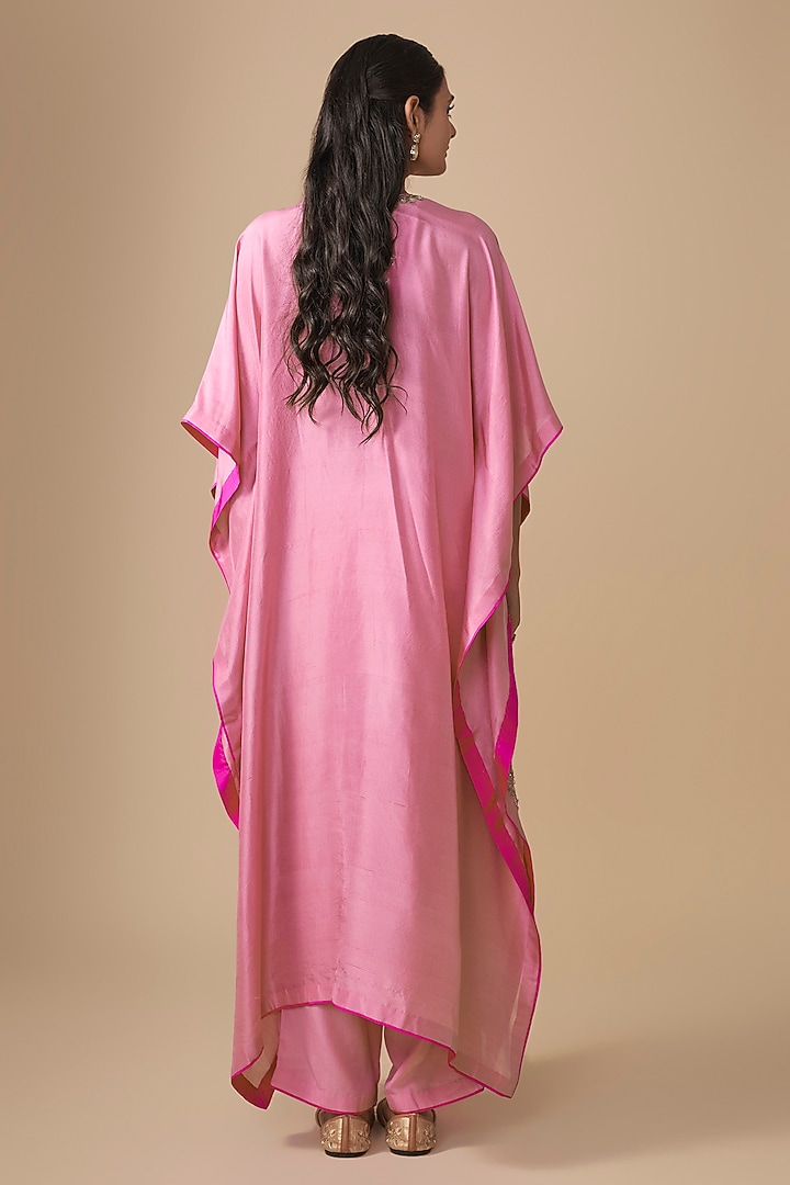 Pink Dupion Silk Boota Hand Embroidered Kaftan Set by Anushree Reddy at Pernia's Pop Up Shop