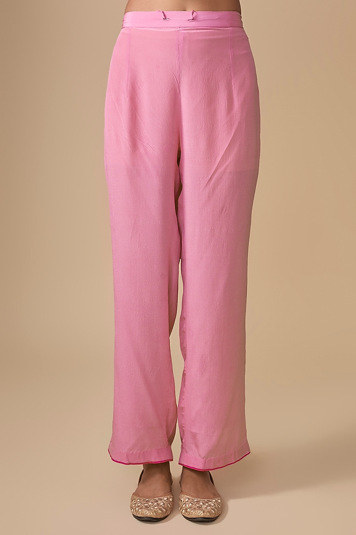 Pink Dupion Silk Boota Hand Embroidered Kaftan Set by Anushree Reddy at Pernia's Pop Up Shop