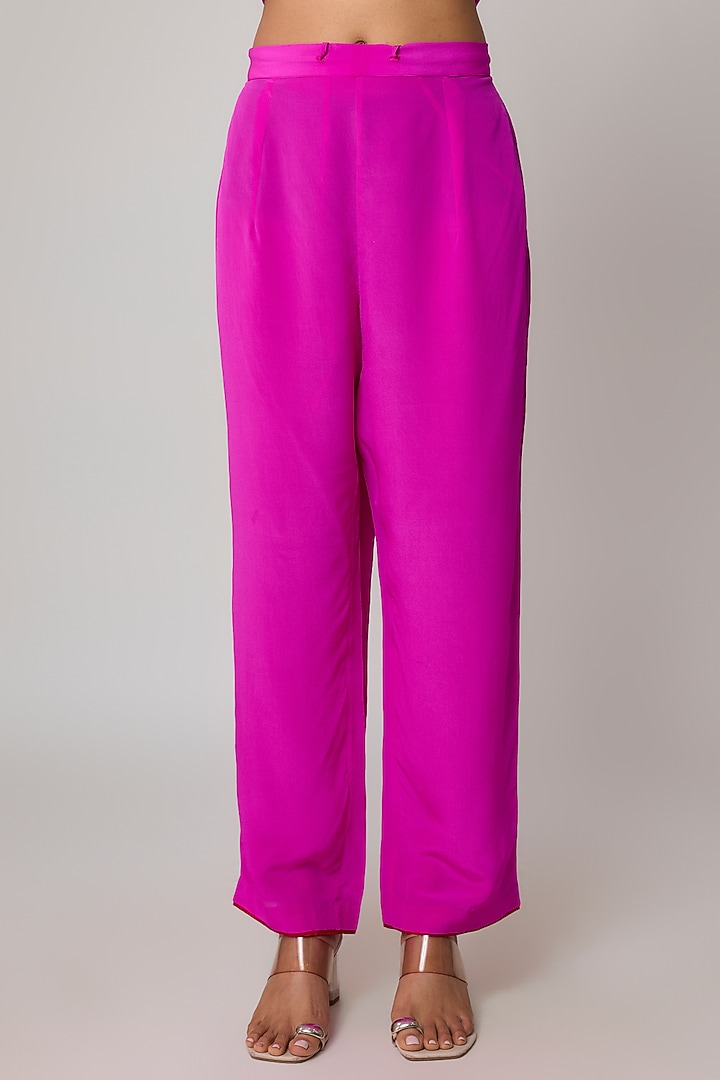 Hot Pink Dupion Silk Hand Embroidered Kaftan Set by Anushree Reddy at Pernia's Pop Up Shop