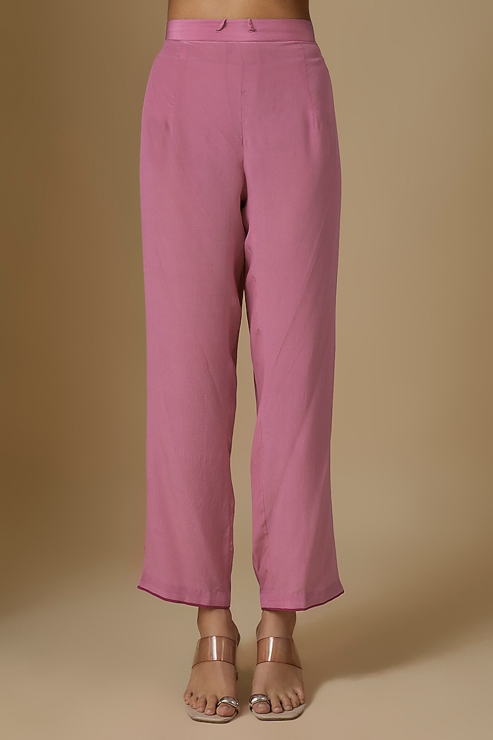 Pink Dupion Silk Hand Embroidered Kaftan Set by Anushree Reddy at Pernia's Pop Up Shop
