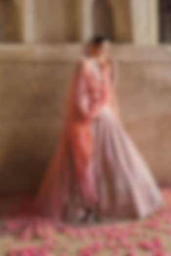 Pink Raw Silk Bridal Lehenga Set by Anushree Reddy at Pernia's Pop Up Shop