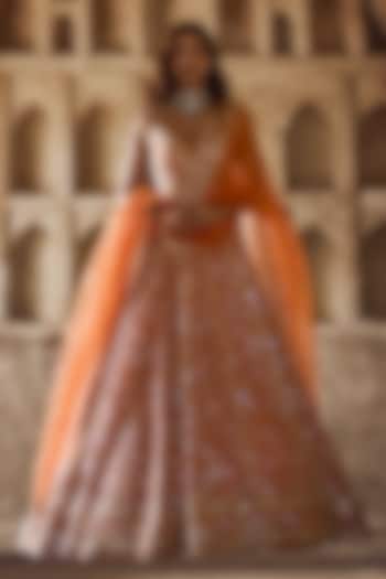 Orange Organza Bridal Lehenga Set by Anushree Reddy at Pernia's Pop Up Shop