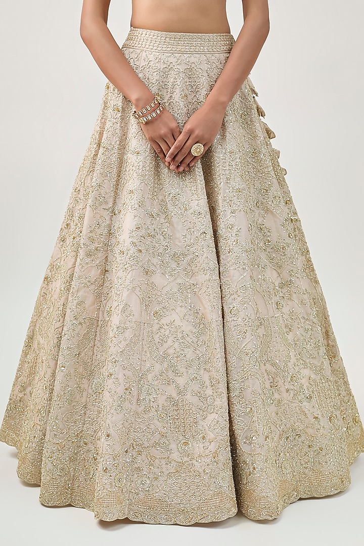 Ivory Organza Embroidered Bridal Lehenga Set by Anushree Reddy at Pernia's Pop Up Shop