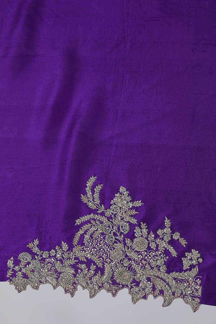 Purple Dupion Silk Hand Embroidered Bridal Saree Set by Anushree Reddy at Pernia's Pop Up Shop