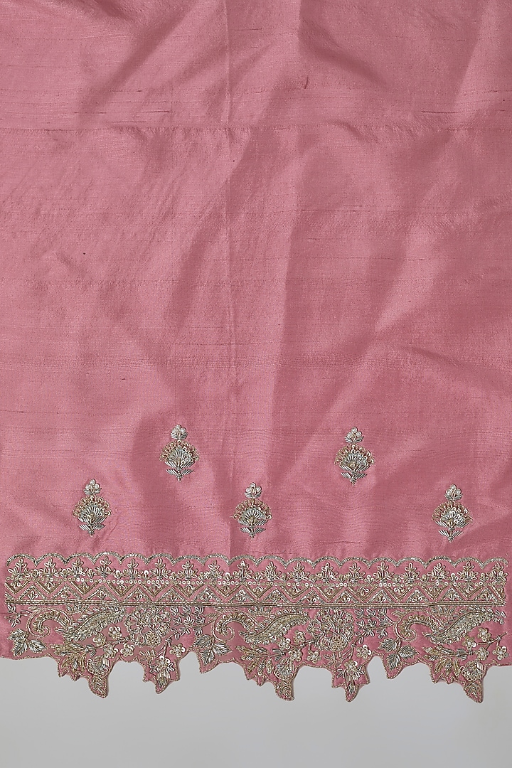 Pink & Orange Ombre Organza Embroidered Bridal Saree Set by Anushree Reddy at Pernia's Pop Up Shop