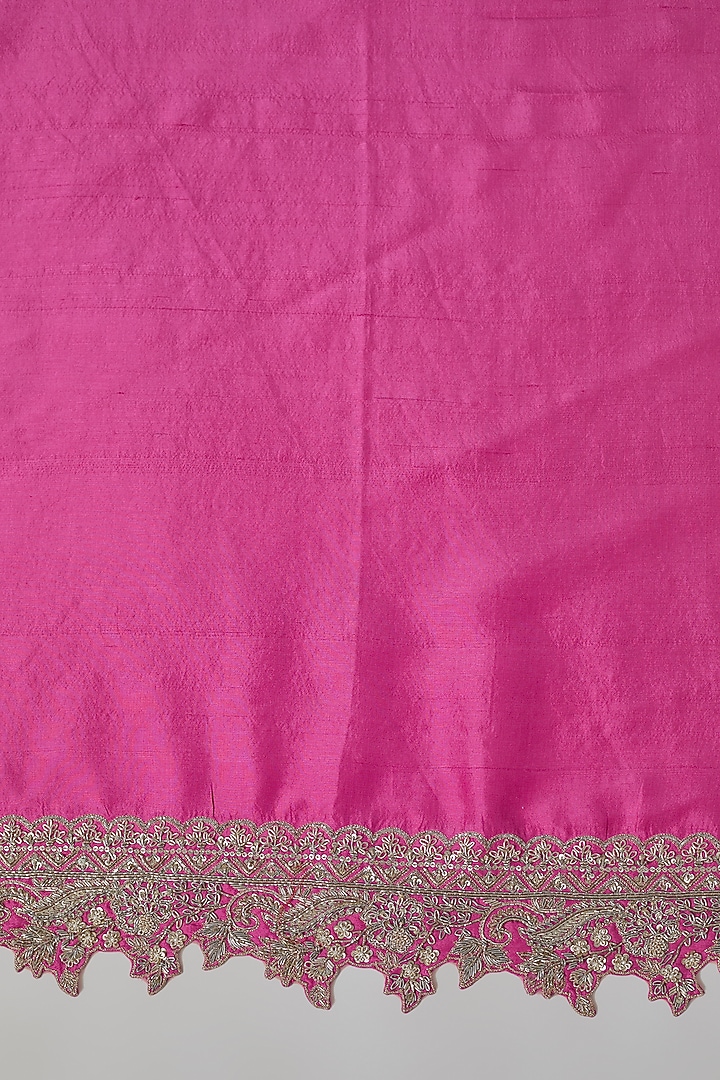 Hot Pink & Red Ombre Organza Embroidered Bridal Saree Set by Anushree Reddy at Pernia's Pop Up Shop