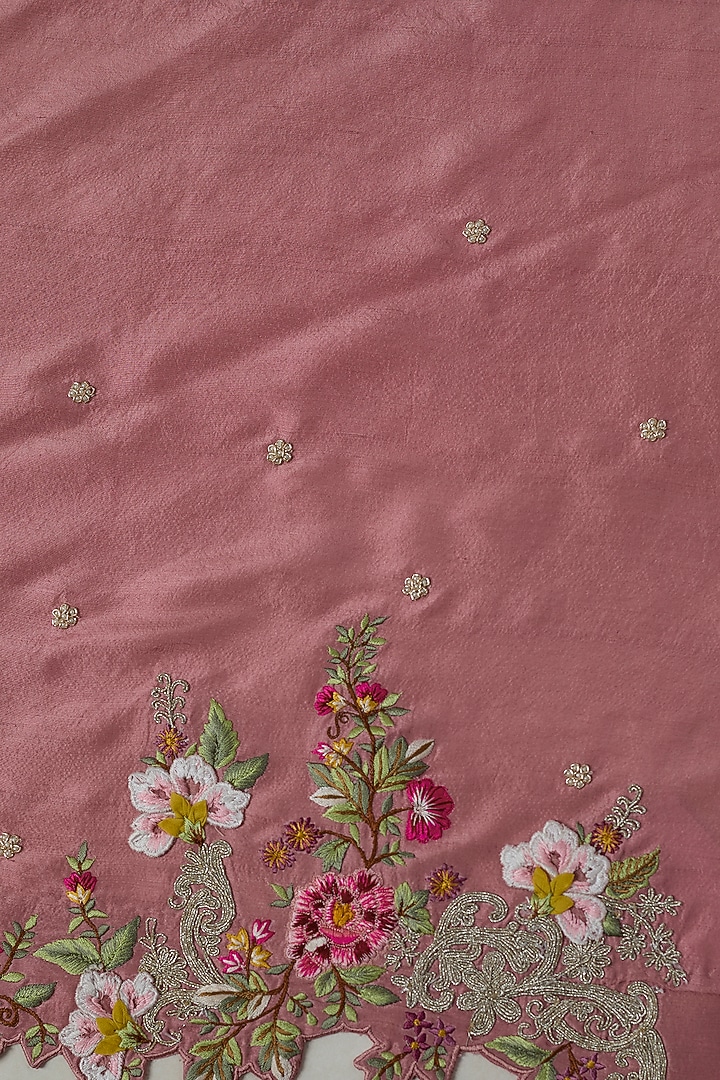 Pink Organza Hand & Machine Embroidered Reception Saree Set by Anushree Reddy at Pernia's Pop Up Shop