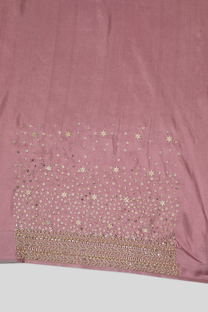 Pink Chiffon Hand Embroidered Bridal Saree Set by Anushree Reddy at Pernia's Pop Up Shop