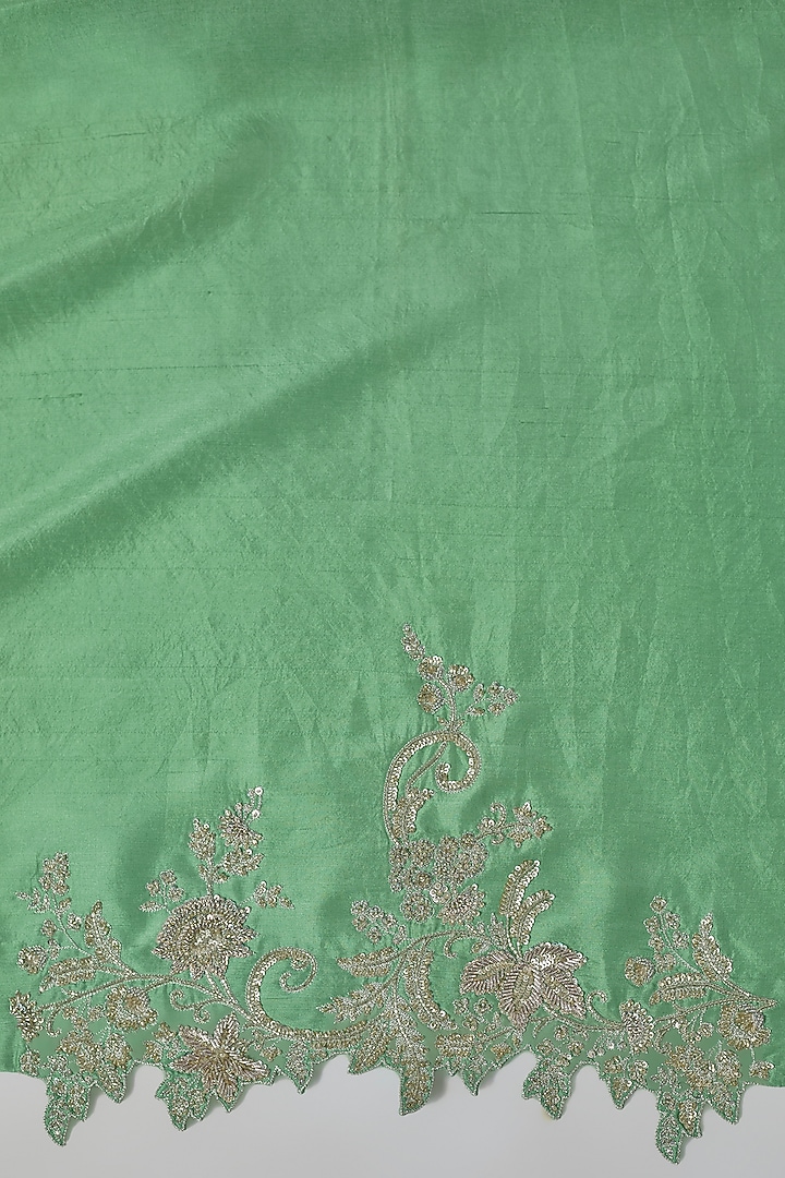 Green & Blue Ombre Organza Embroidered Bridal Saree Set by Anushree Reddy at Pernia's Pop Up Shop