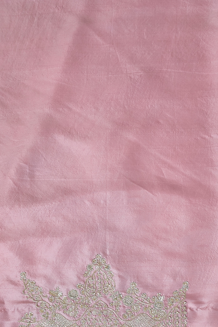 Pink Organza Hand Embroidered Bridal Saree Set by Anushree Reddy at Pernia's Pop Up Shop