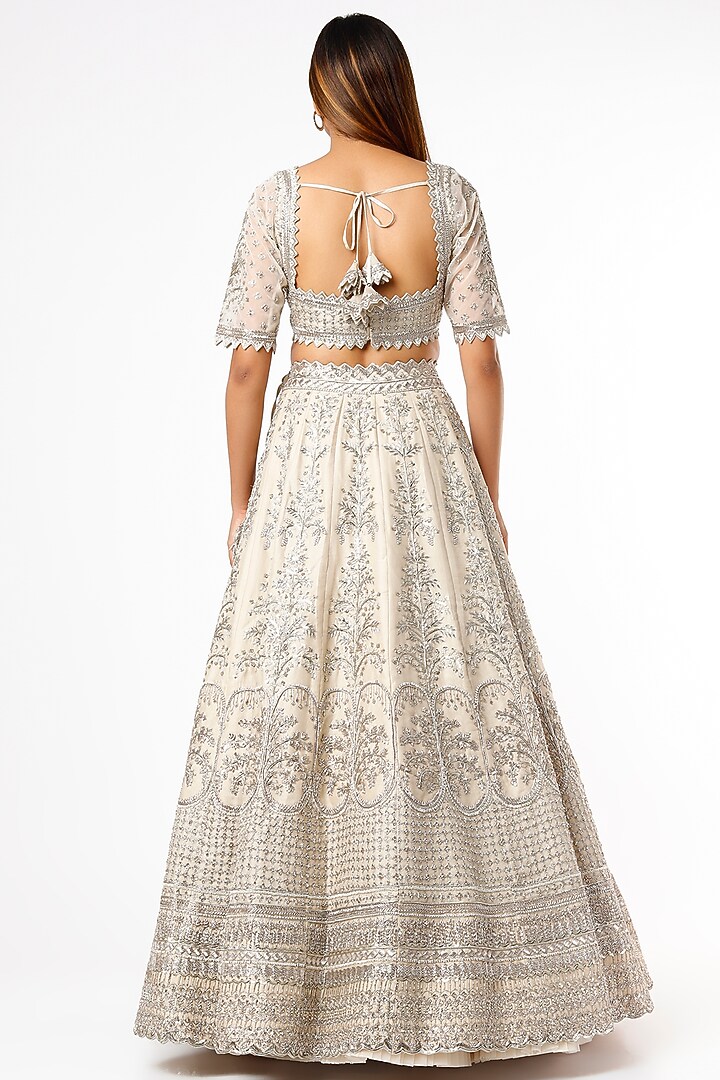 Ivory Net Bridal Lehenga Set by Anushree Reddy at Pernia's Pop Up Shop