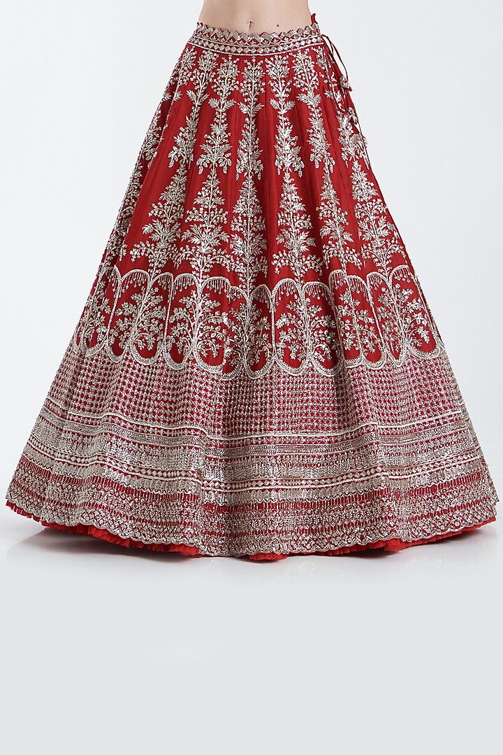 Red Embroidered Bridal Lehenga Set by Anushree Reddy at Pernia's Pop Up Shop