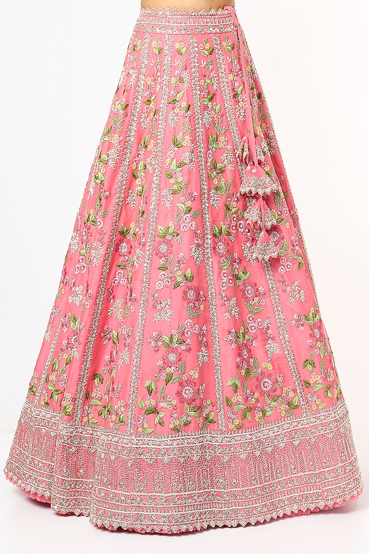 Bubblegum Pink Embroidered Bridal Lehenga Set by Anushree Reddy at Pernia's Pop Up Shop