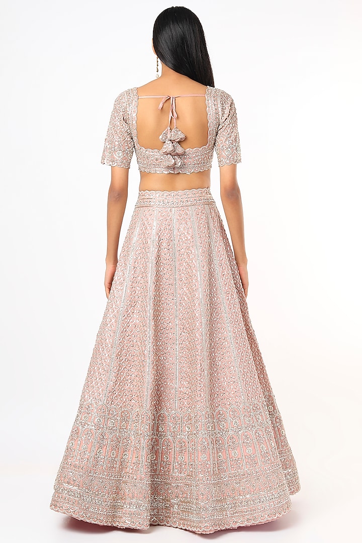 Pastel Pink Embroidered Bridal Lehenga Set by Anushree Reddy at Pernia's Pop Up Shop