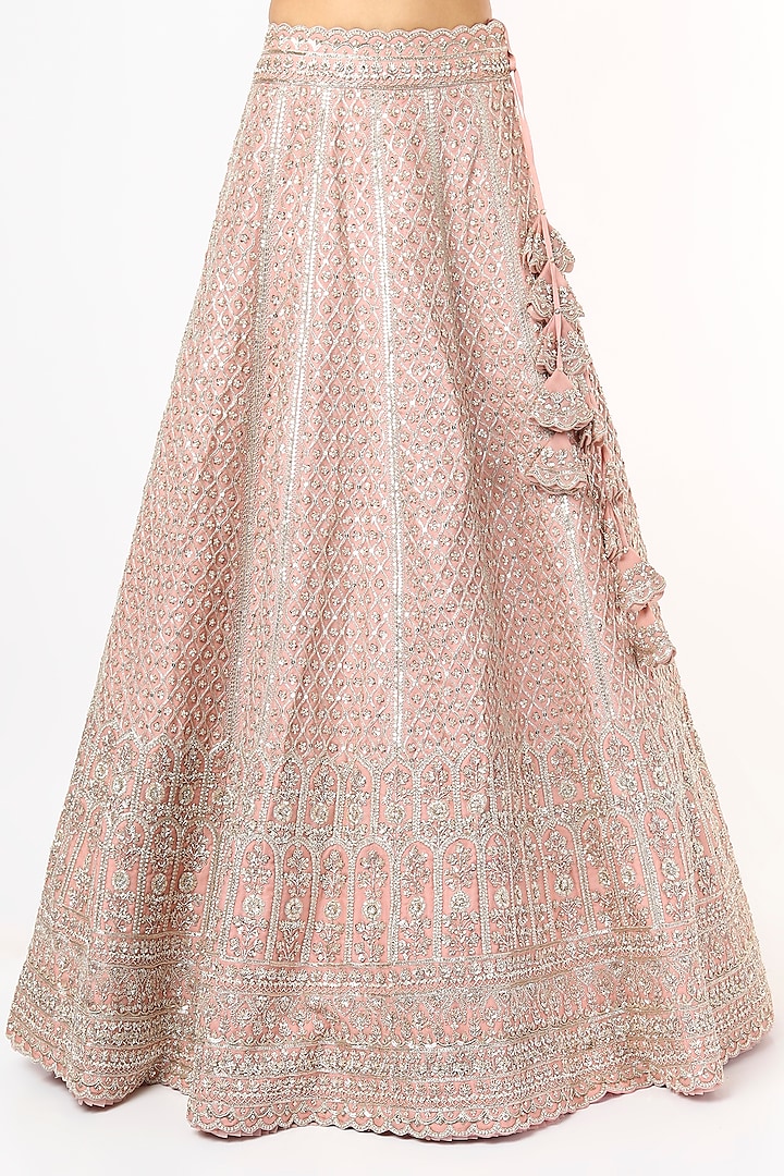 Pastel Pink Embroidered Bridal Lehenga Set by Anushree Reddy at Pernia's Pop Up Shop