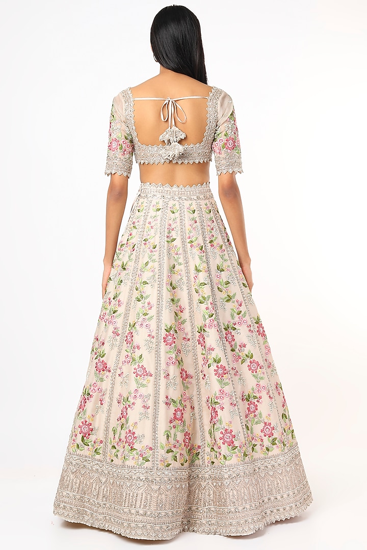 Ivory Embroidered Bridal Lehenga Set by Anushree Reddy at Pernia's Pop Up Shop