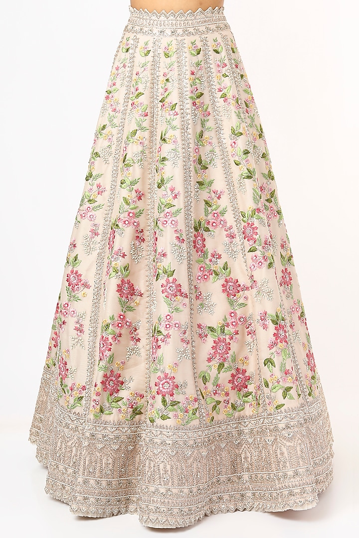Ivory Embroidered Bridal Lehenga Set by Anushree Reddy at Pernia's Pop Up Shop