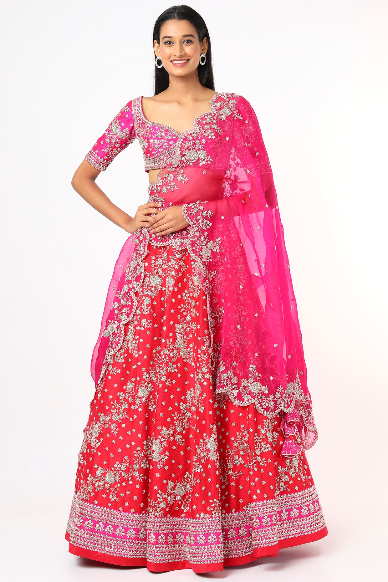 Red Pearl Embroidered Lehenga Set Design by Anushree Reddy at Pernia's Pop  Up Shop 2024