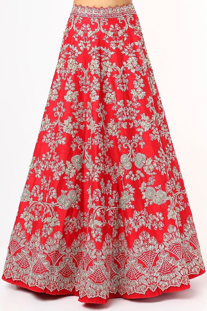 Cadmium Red Embroidered Bridal Lehenga Set by Anushree Reddy at Pernia's Pop Up Shop