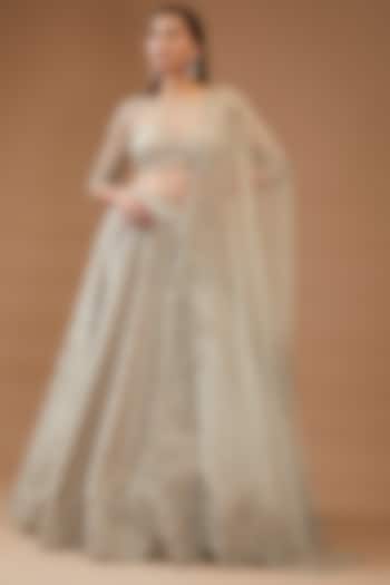 Ivory Organza Embroidered Bridal lehenga for 22 Lehenga Set by Anushree Reddy at Pernia's Pop Up Shop