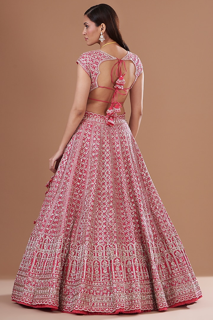 Pink Organza Bridal Lehenga Set by Anushree Reddy at Pernia's Pop Up Shop