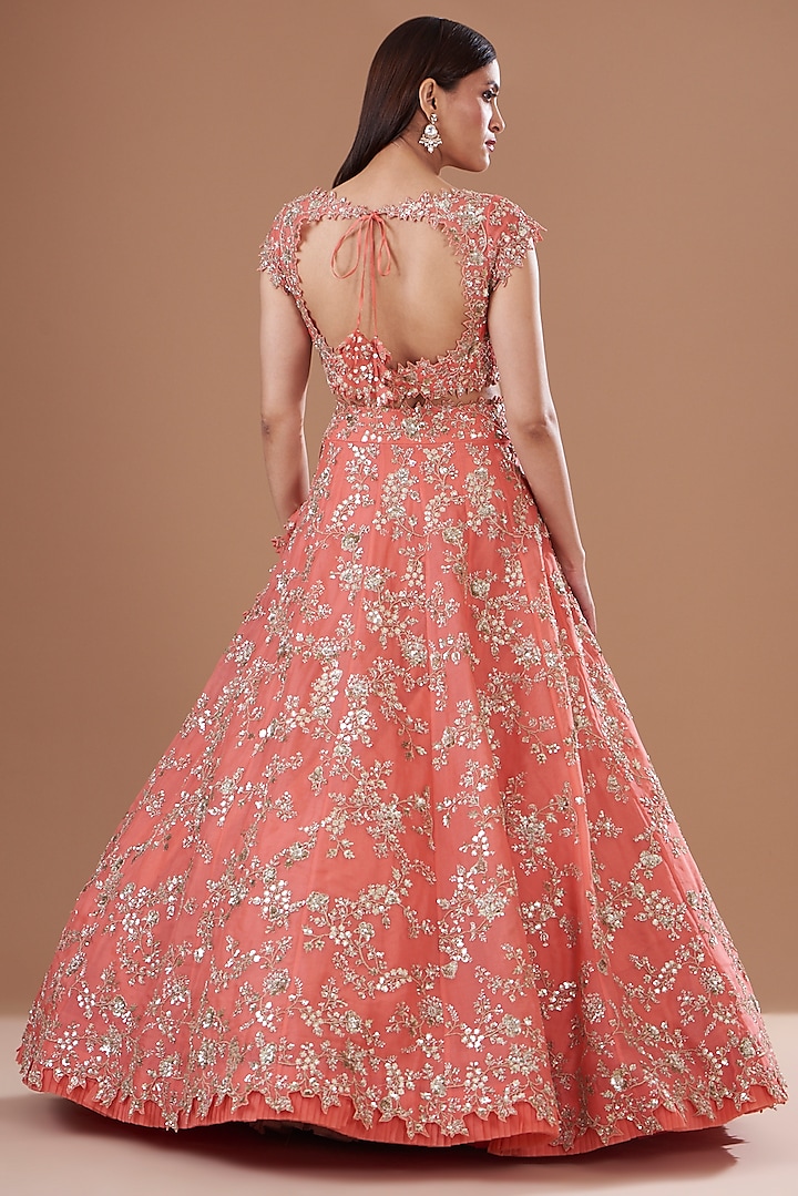 Orange Organza Bridal Lehenga Set by Anushree Reddy at Pernia's Pop Up Shop