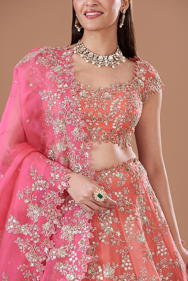 Orange Organza Bridal Lehenga Set by Anushree Reddy at Pernia's Pop Up Shop