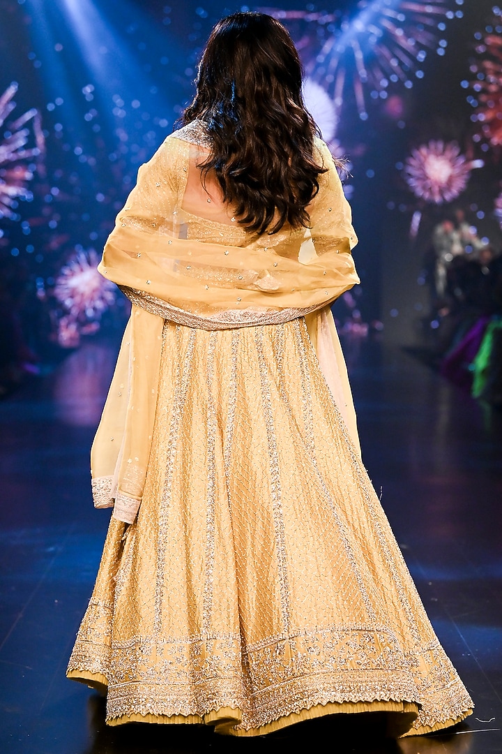 Yellow Chanderi Bridal Lehenga Set by Anushree Reddy at Pernia's Pop Up Shop