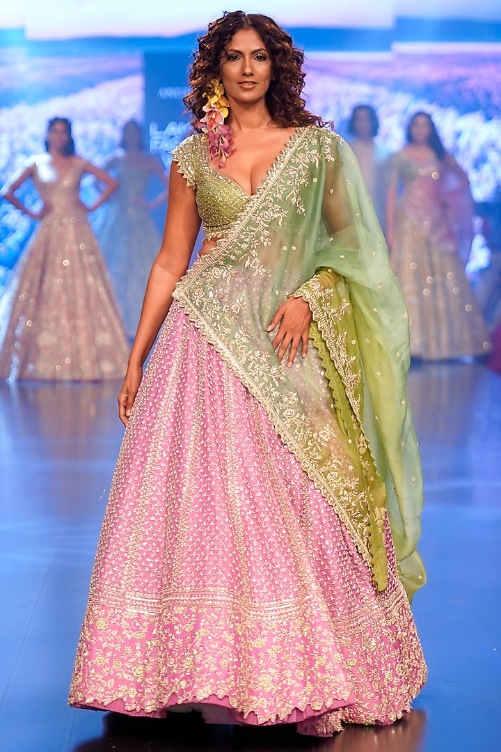 Lilac Organza Bridal Lehenga Set by Anushree Reddy at Pernia's Pop Up Shop