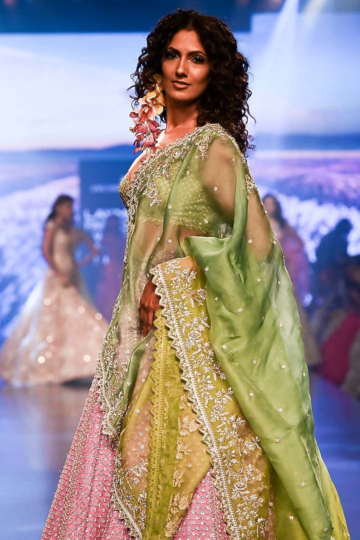 Lilac Organza Bridal Lehenga Set by Anushree Reddy at Pernia's Pop Up Shop